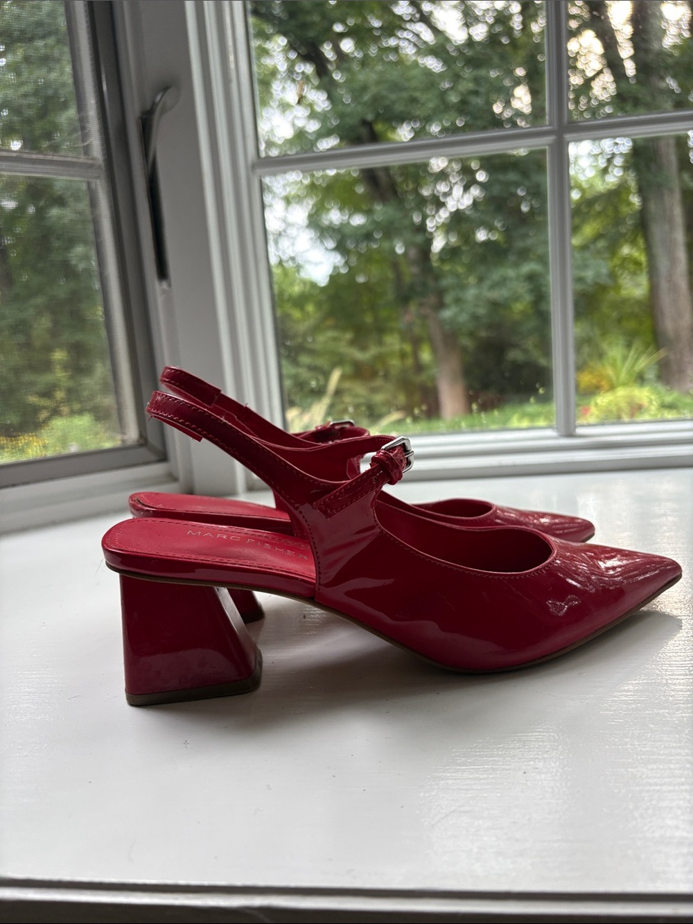 Marc Fisher Red Patent Slingback Block Heels